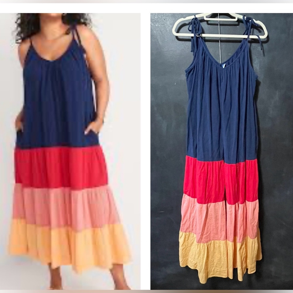 OLD NAVY Tiered Colorblock Maxi Dress
